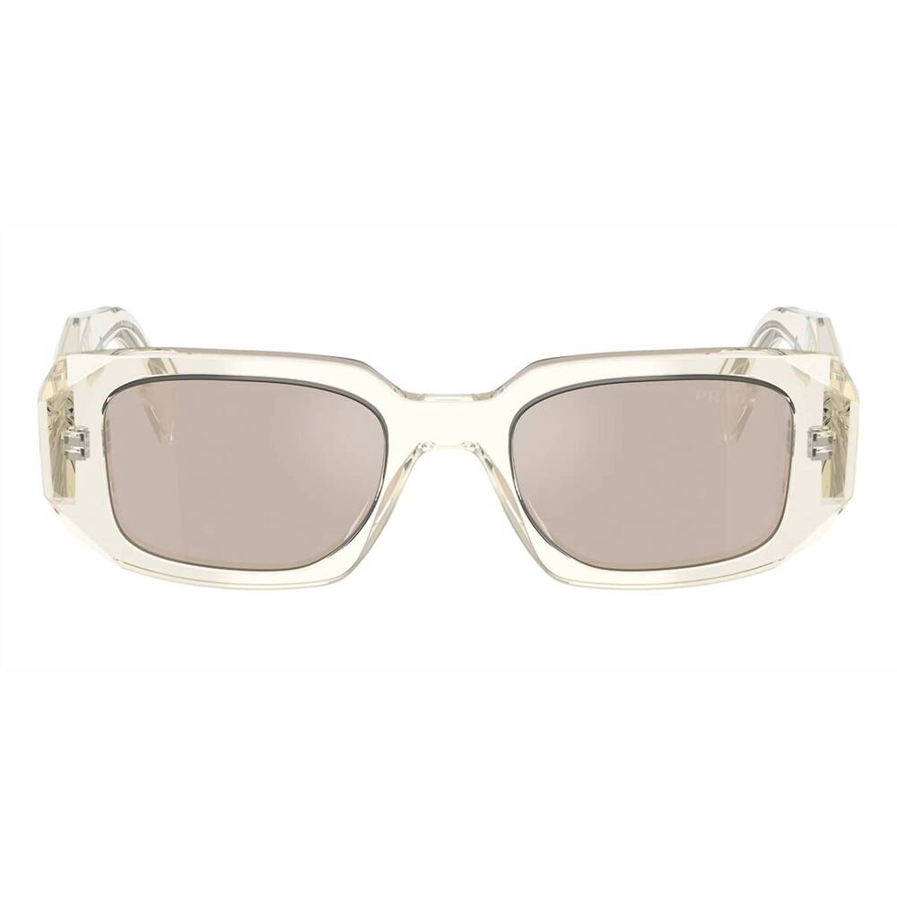 NEW PRADA women's rectangle sunglasses in transparent champagne - Picture 2 of 3